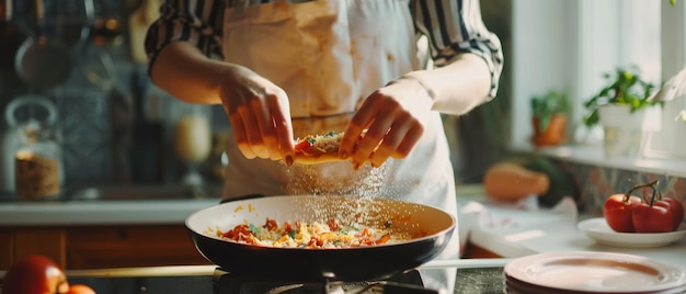 Šéfkuchár pripravuje jedlo